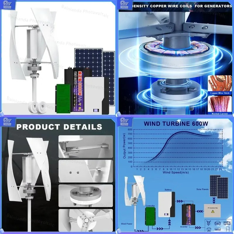 Wind Solar Hybrid Kit - ระบบไฮบริดกังหันลมแนวตั้งและแผงโซลาร์เซลล์ ชุดพลังงานนอกโครงข่าย ระบบกักเก็บพลังงานในบ้าน ไฟฟ้าพลังงานทดแทน